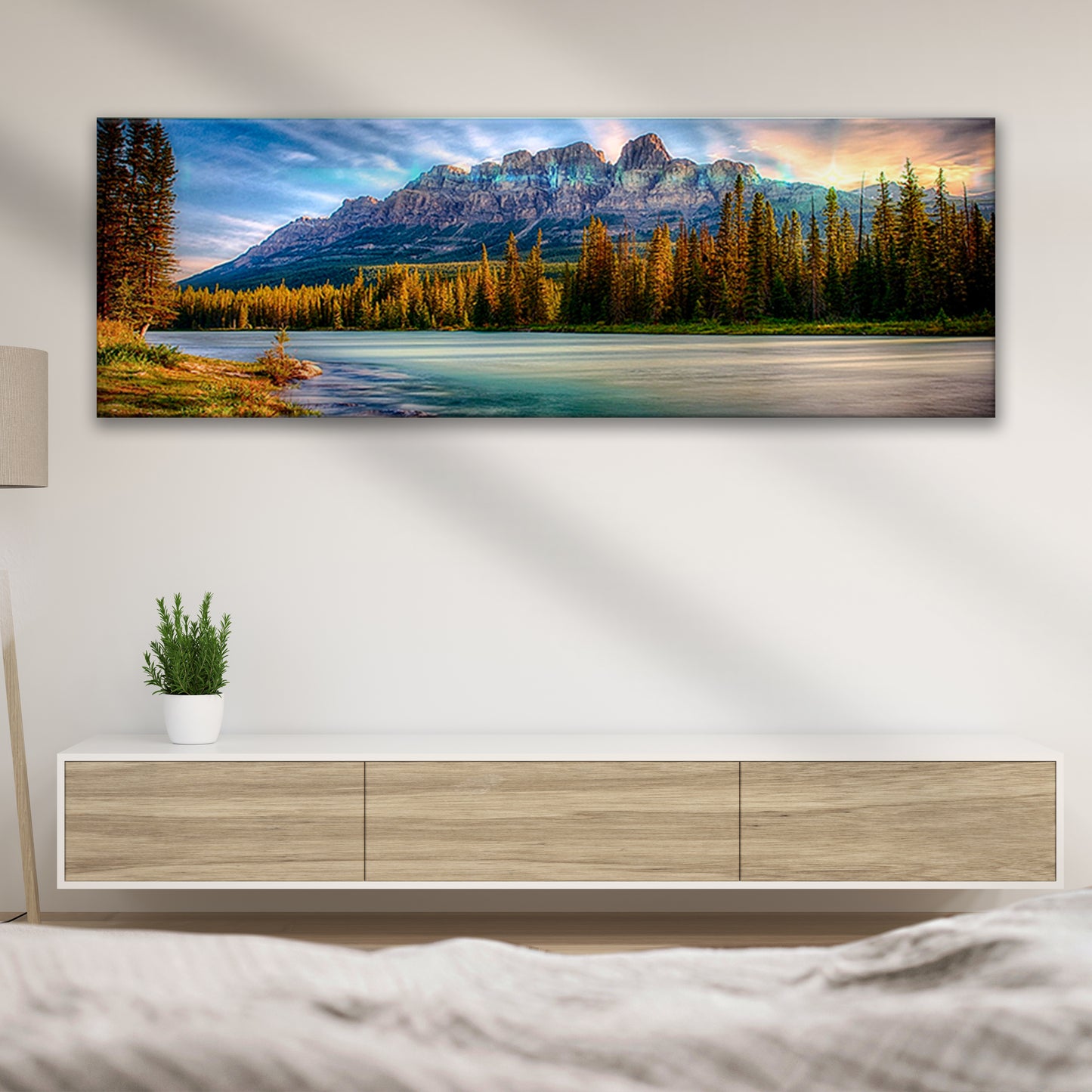 River And Rocky Mountain Sunrise Canvas Wall Art - Image by Tailored Canvases