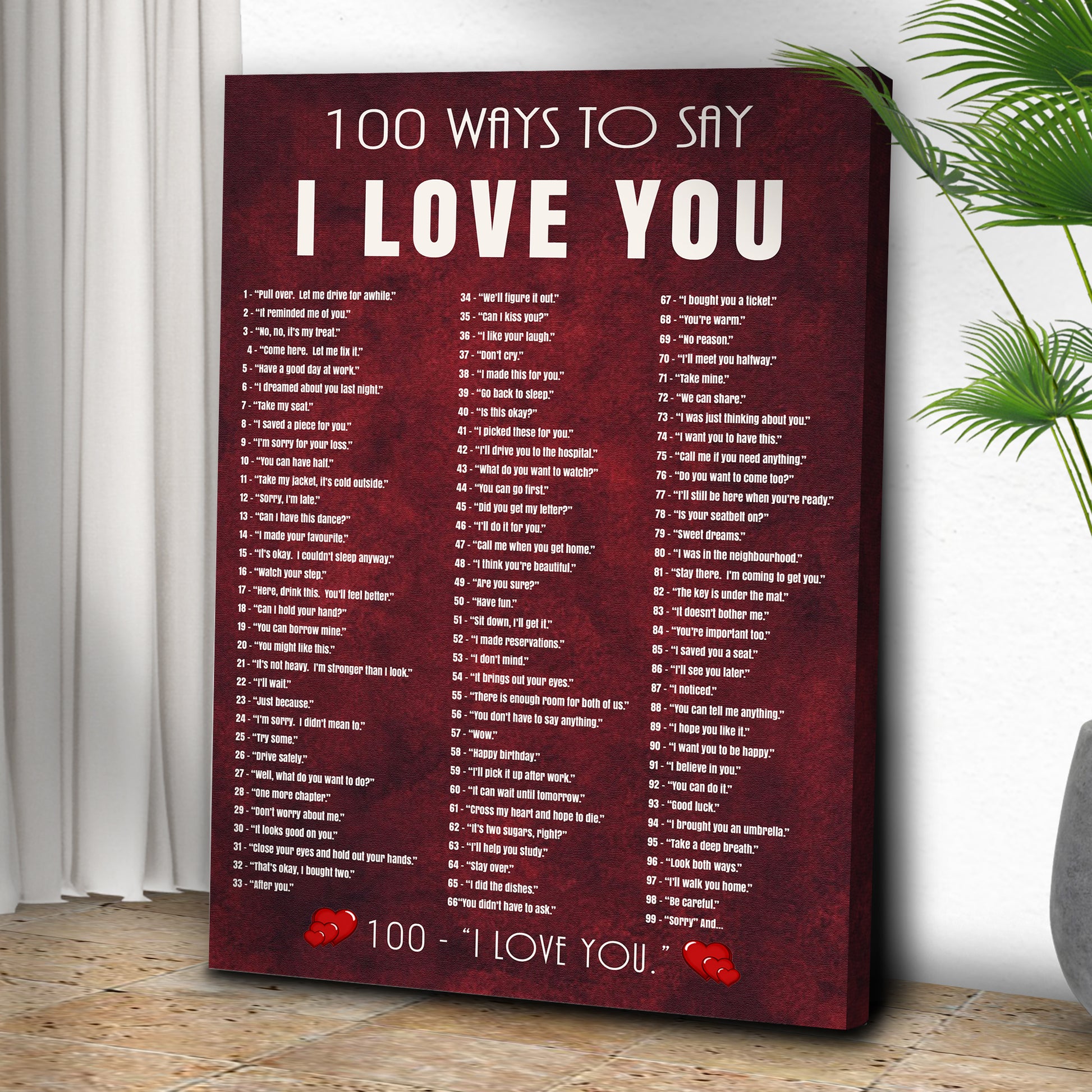 Valentine 100 ways to say I Love You Sign Style 2 - Image by Tailored Canvases