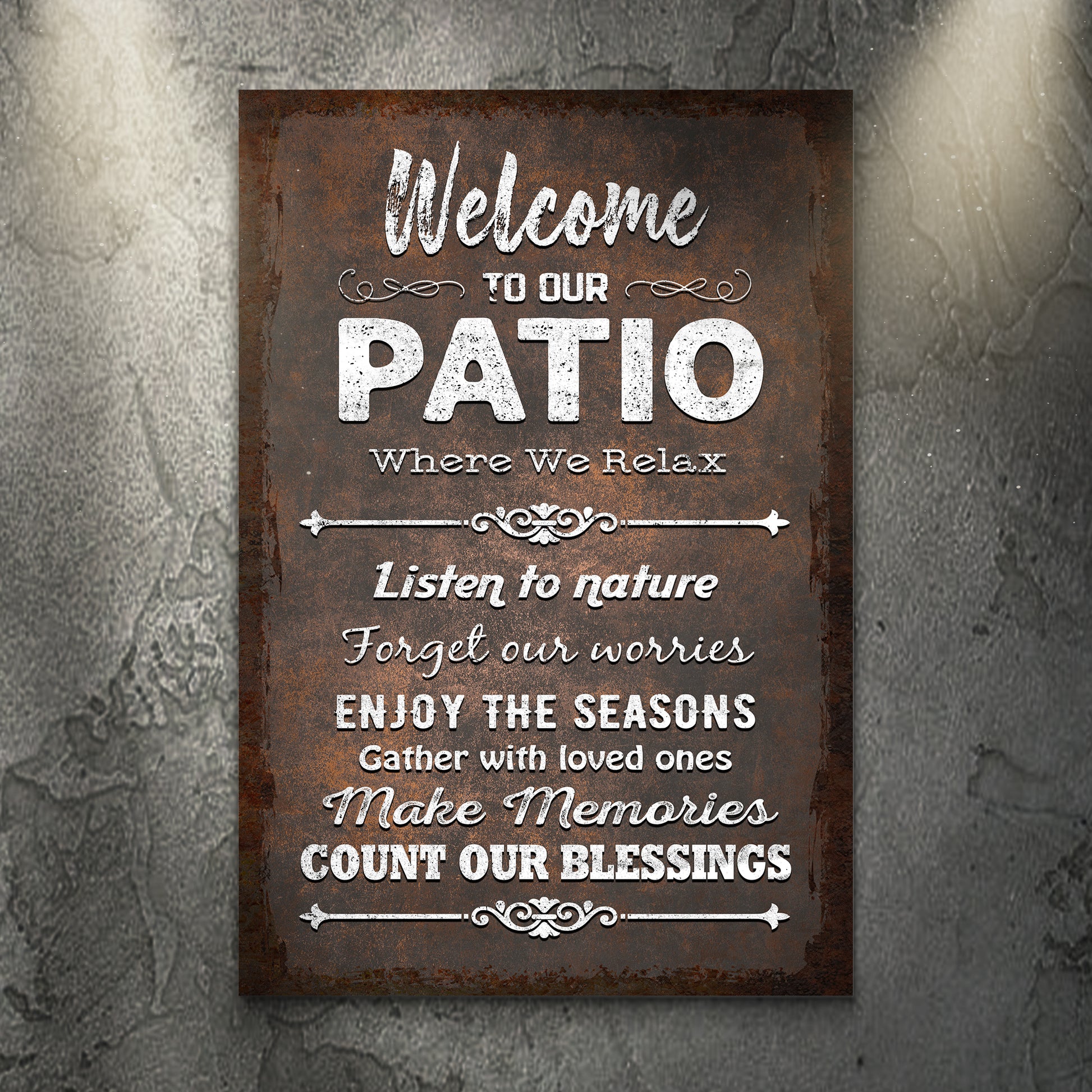Welcome To Our Patio Where We Relax Sign III - Image by Tailored Canvases
