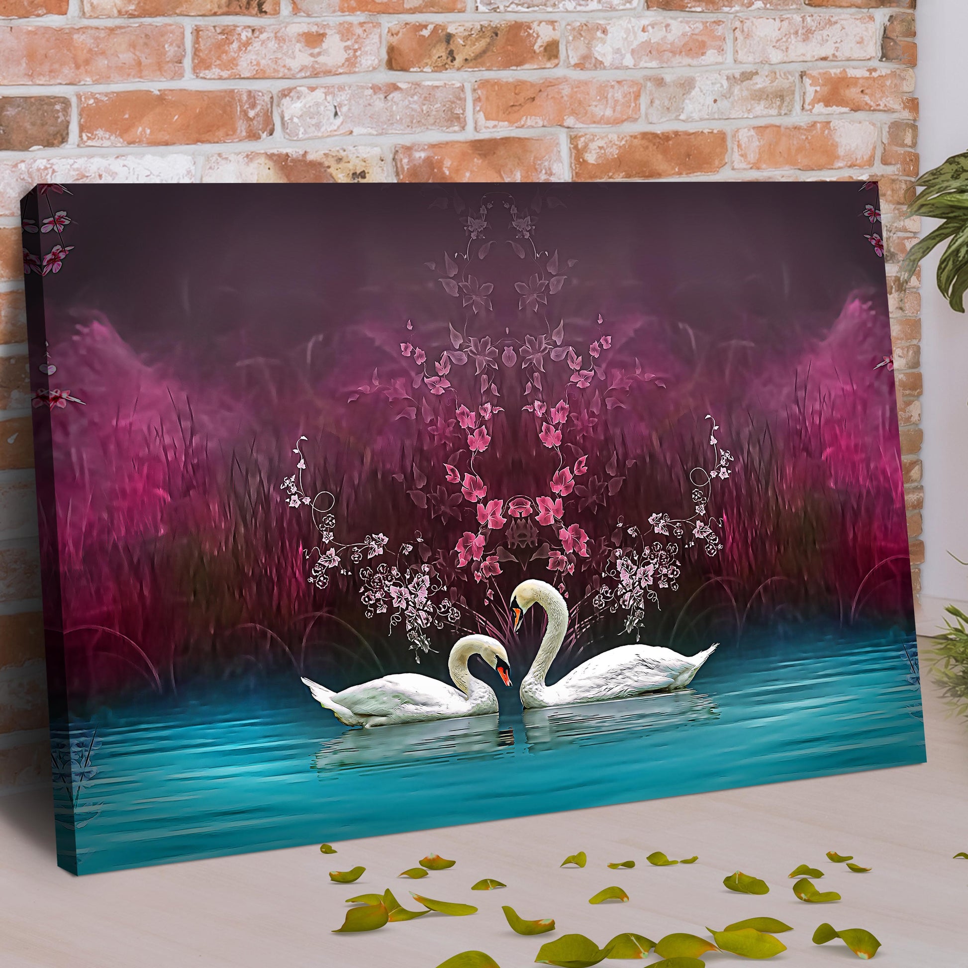 Beautiful Romantic Swans Canvas Wall Art Style 2 - Image by Tailored Canvases