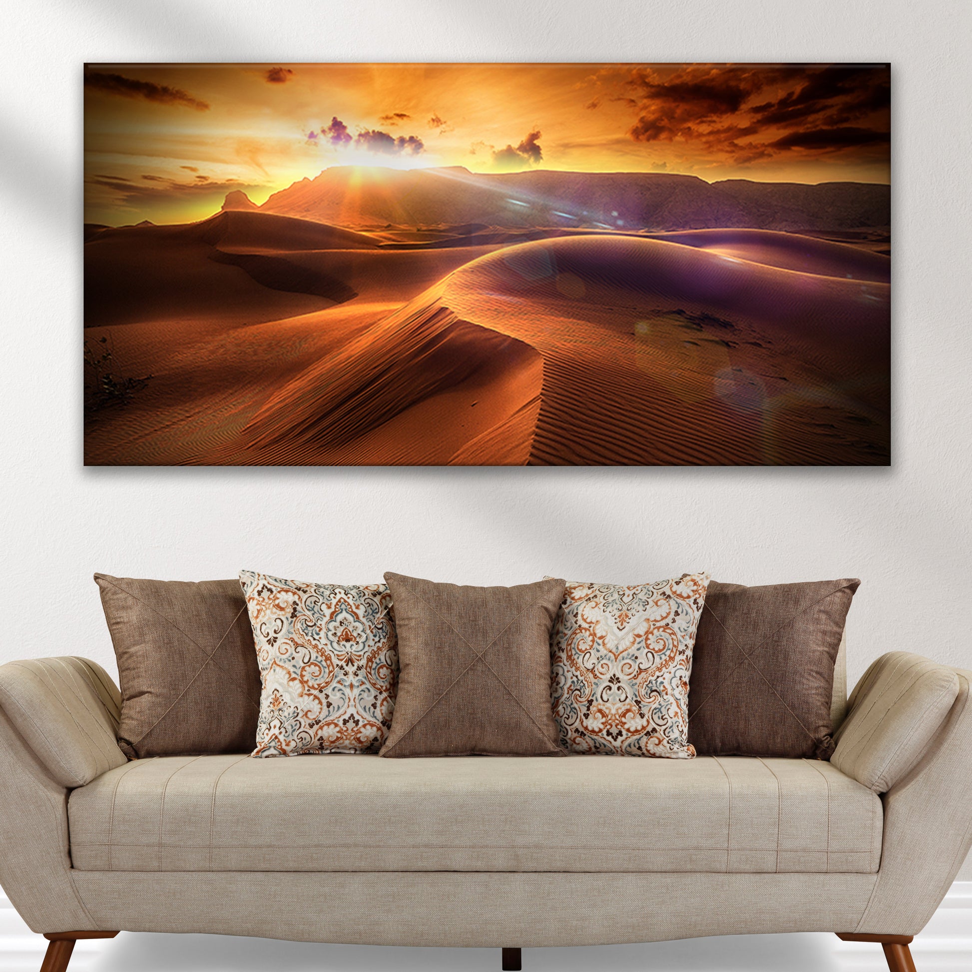 Sunset Over Desert Sand Canvas Wall Art Style 1 - Image by Tailored Canvases