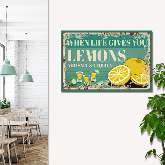 When Life Gives You Lemons Old Rustic Paper Sign  - Image by Tailored Canvases