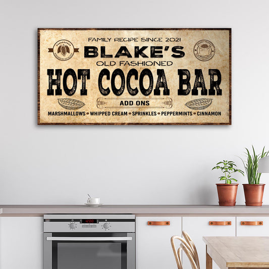 Family Recipe Old Fashioned Hot Cocoa Bar Sign - Image by Tailored Canvases