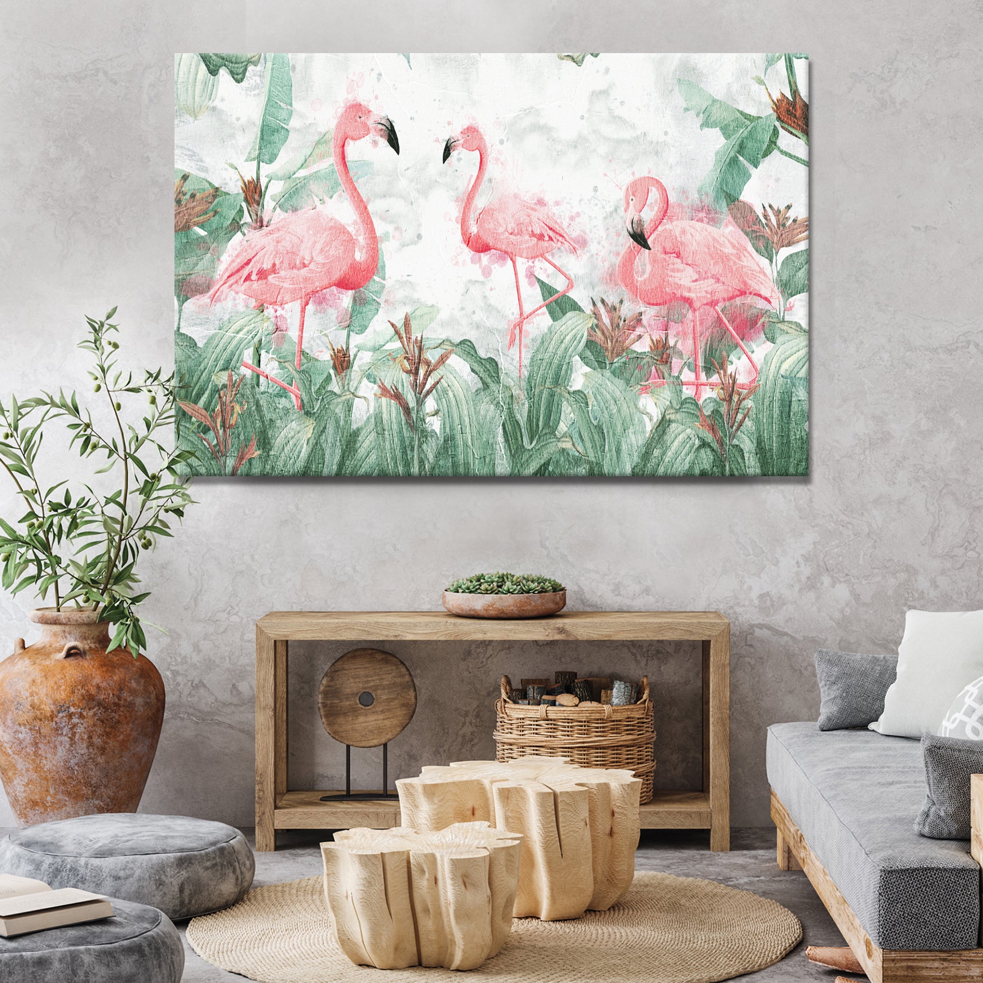 Forest Flamingo Painting Canvas Wall Art - Image by Tailored Canvases