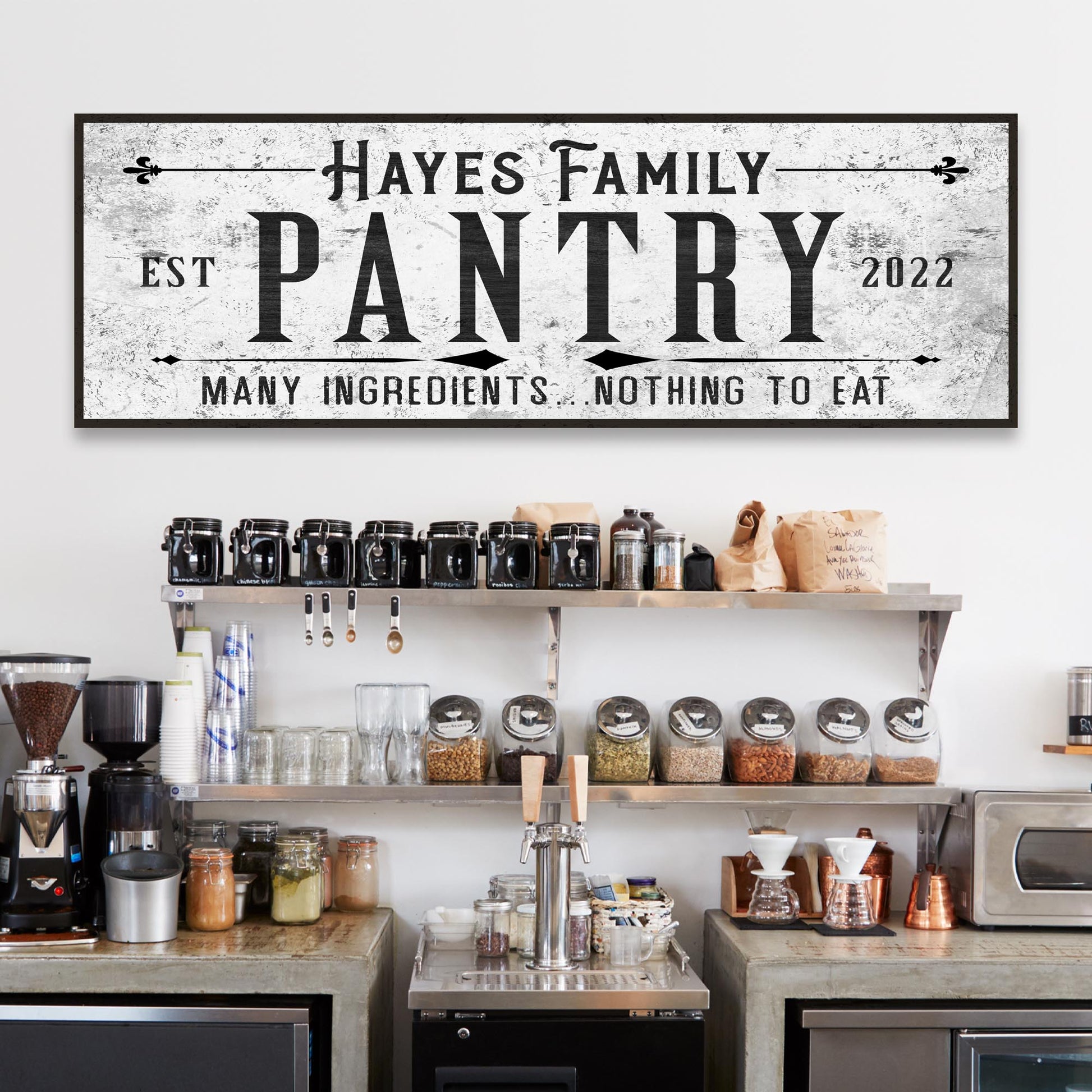Many Ingredients, Nothing To Eat Pantry Sign - Image by Tailored Canvases
