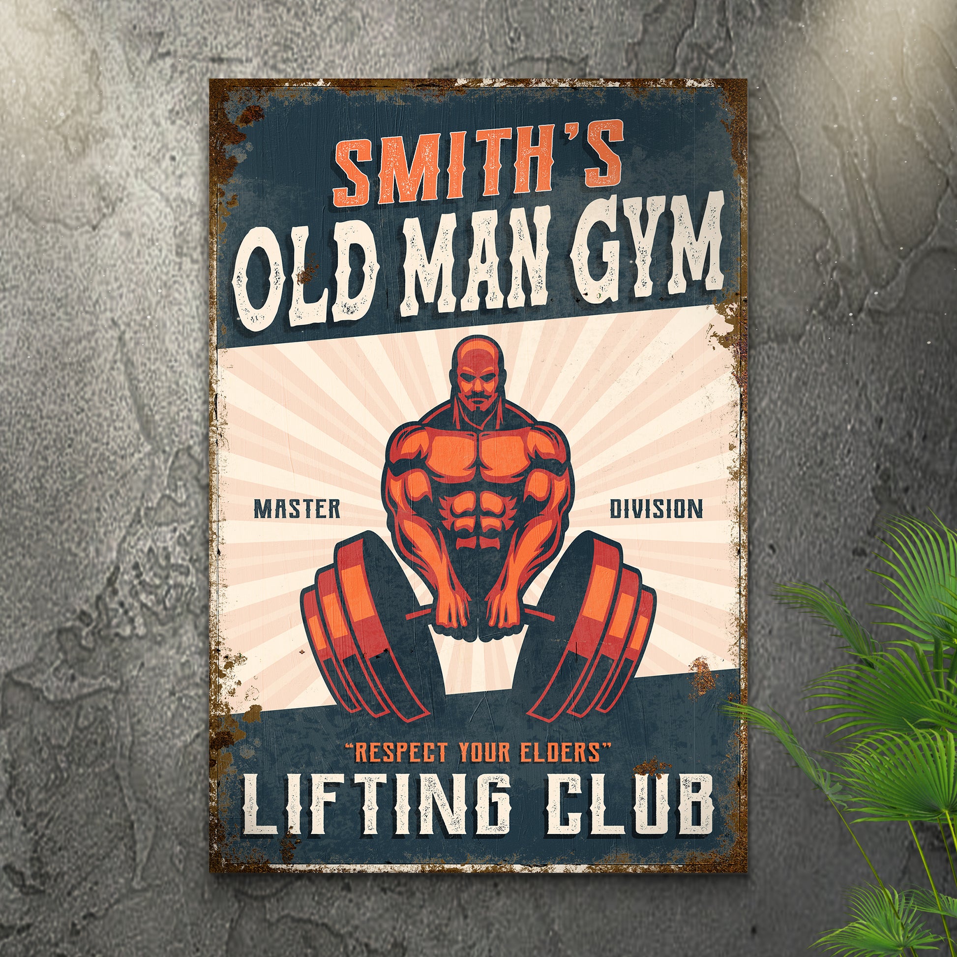 Old Man Gym Lifting Club Sign - Image by Tailored Canvases