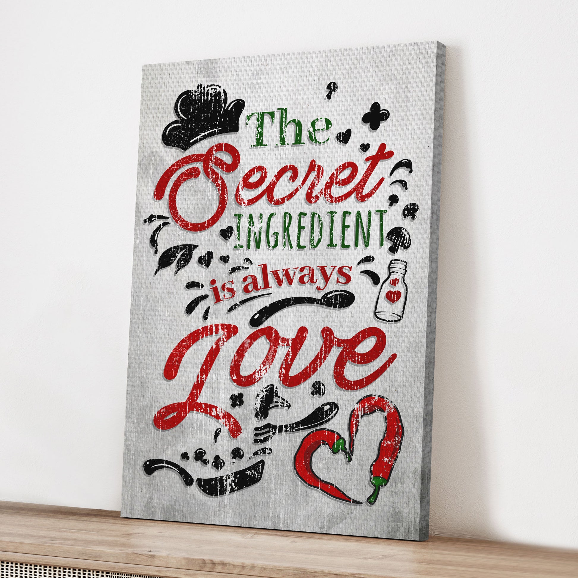 Valentine Secret Ingredient Love Typography Sign Style 2 - Image by Tailored Canvases