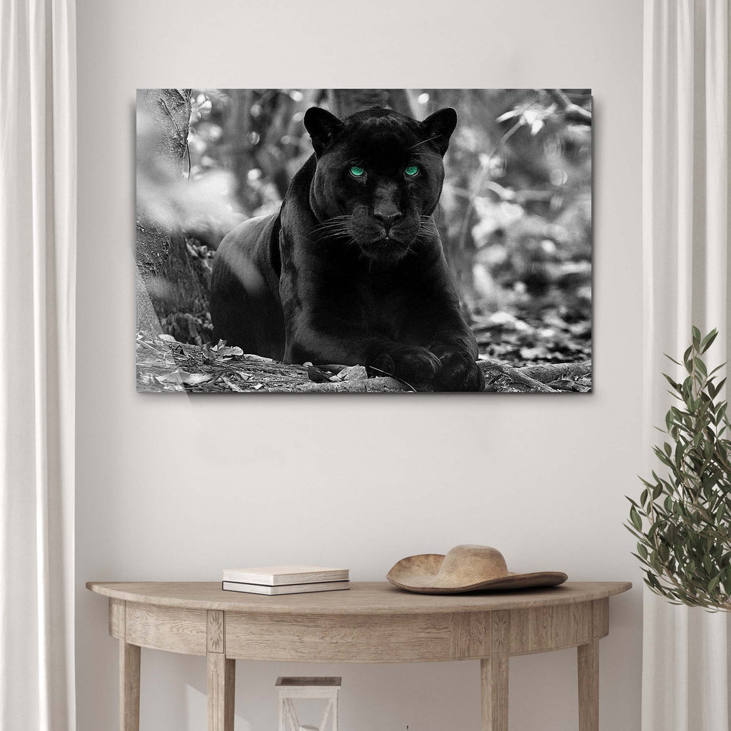 Monochrome Black Panther Canvas Wall Art by Tailored Canvases