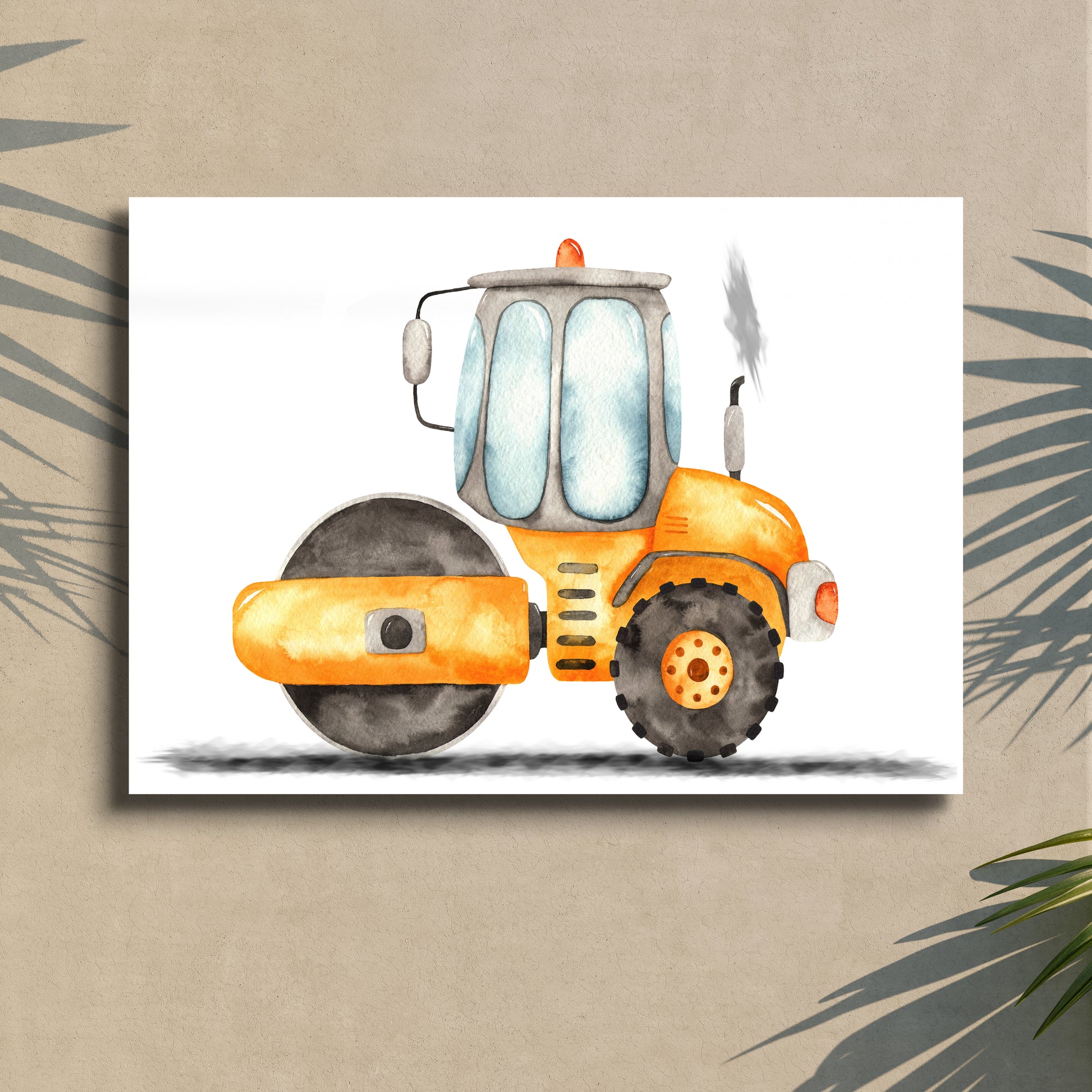 Construction Truck Steam Roller Canvas Wall Art Style 1 - Image by Tailored Canvases