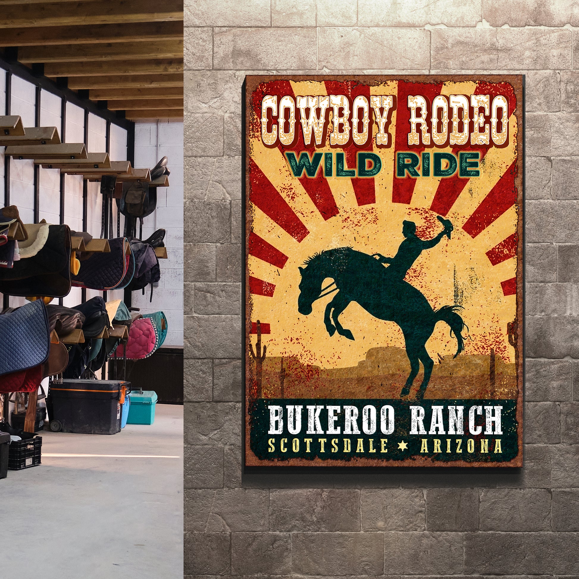 Cowboy Rodeo Wild Ride Show Sign Style 2 - Image by Tailored Canvases