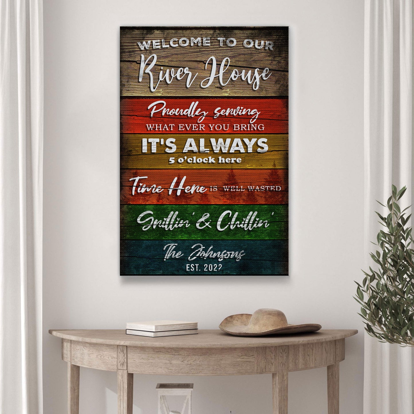 Welcome To Our River House Sign II Style 2 - Image by Tailored Canvases