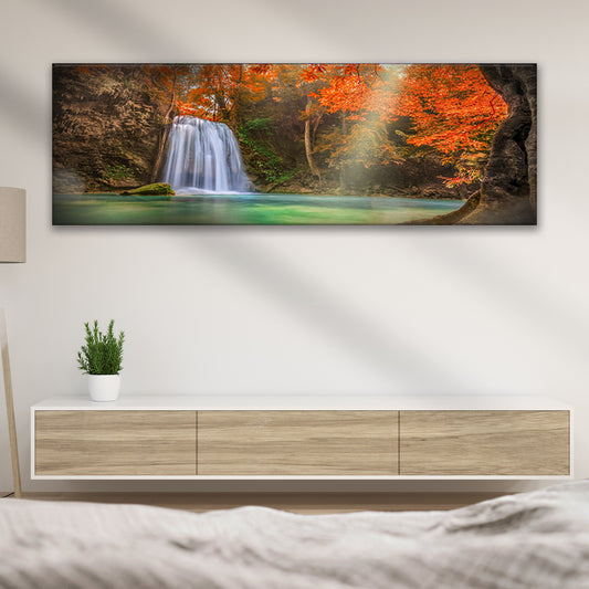 Erawan Waterfalls In Autumn Canvas Wall Art - Image by Tailored Canvases