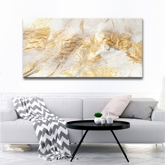 White Gold Texture Abstract Canvas Wall Art by Tailored Canvases