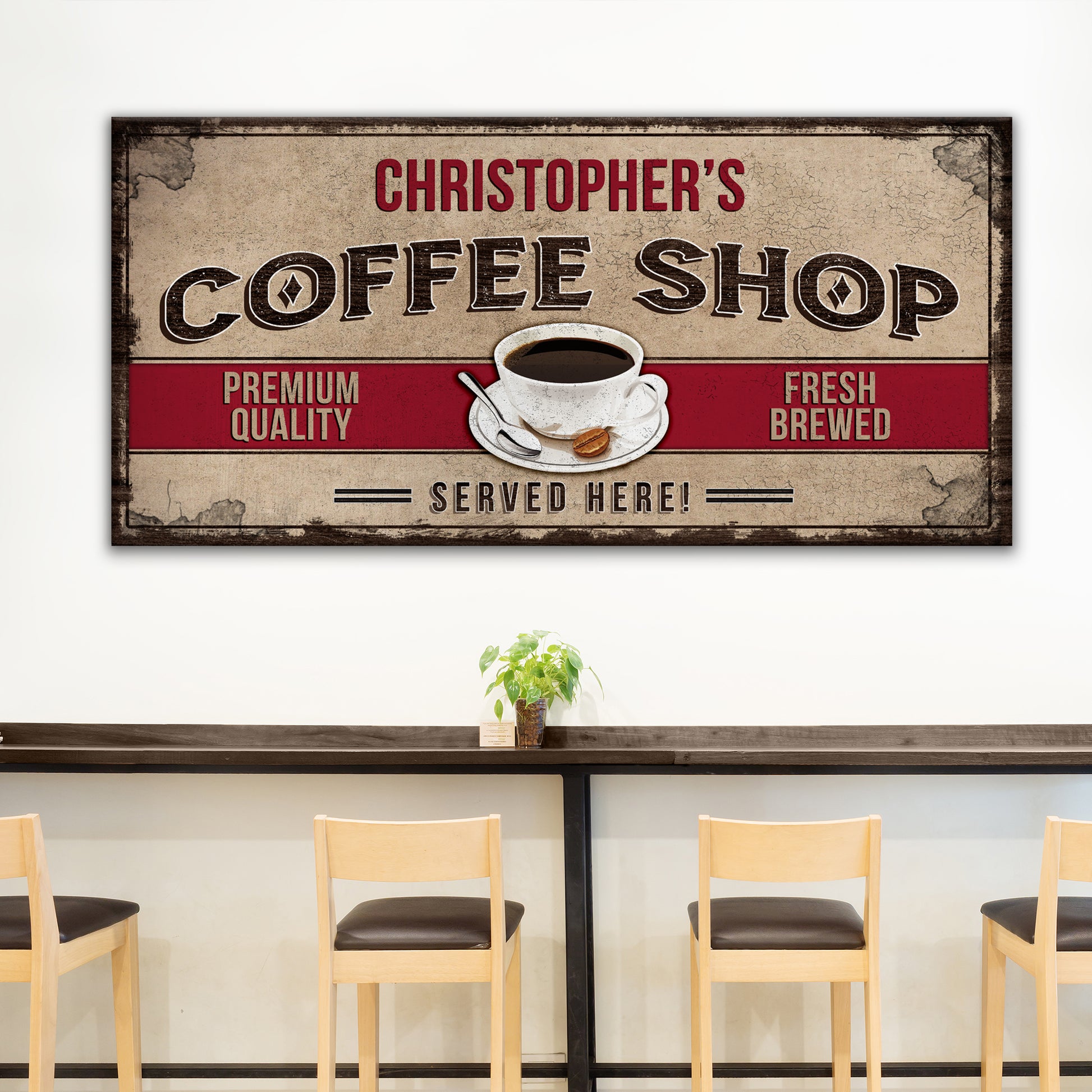 Custom Coffee Shop Sign | Customizable Canvas Style 1 - Image by Tailored Canvases