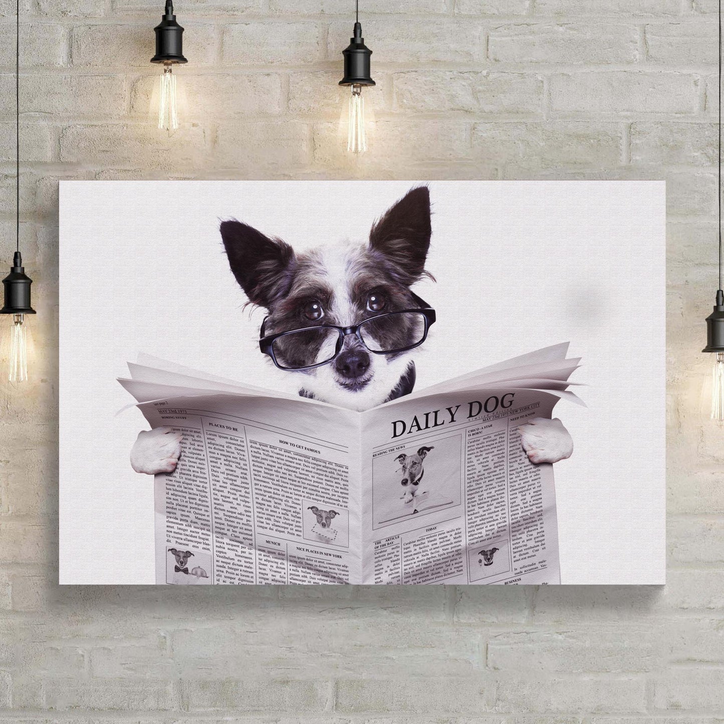 Dog Reading The Newspaper Canvas Wall Art - Image by Tailored Canvases