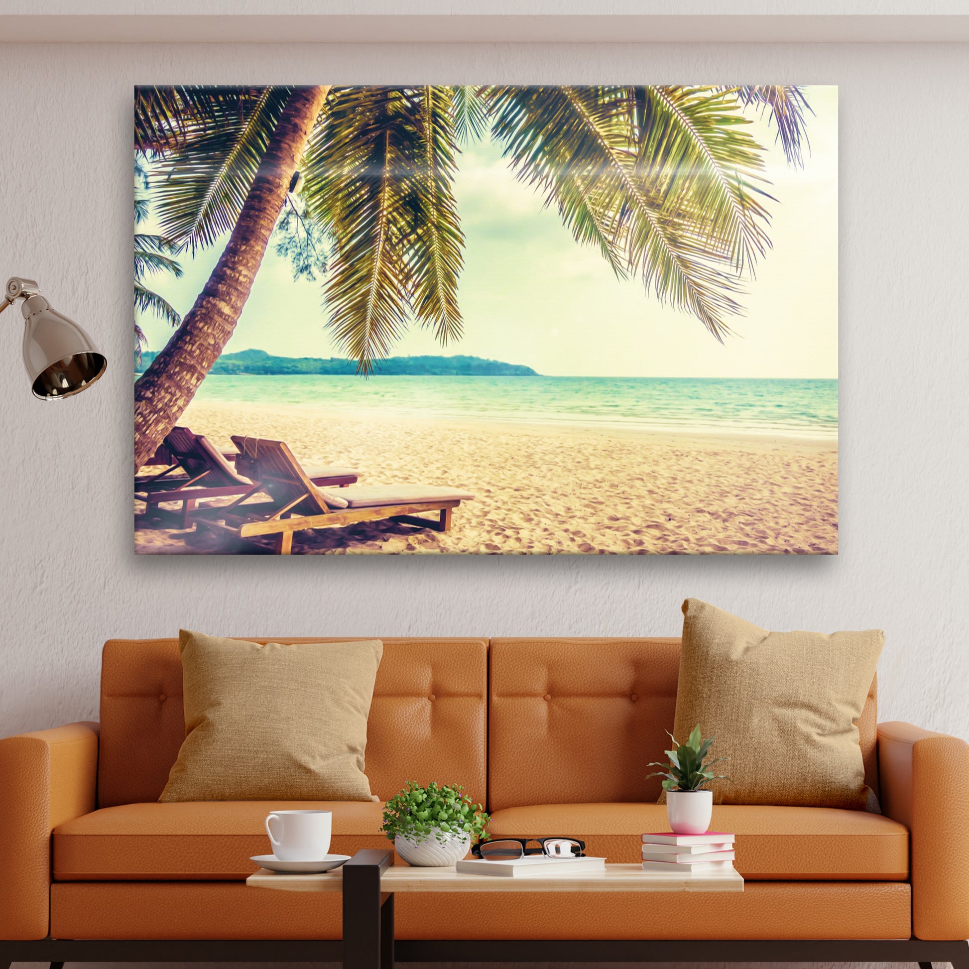 Tropical Beach Sunrise Canvas Wall Art Style 1 - Image by Tailored Canvases