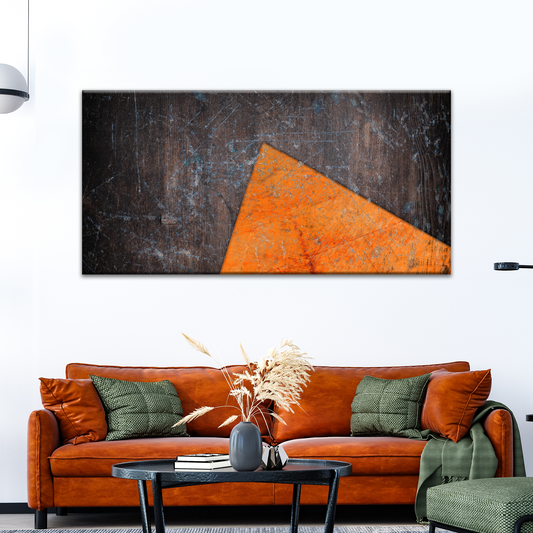 Grey Orange Geometric Abstract Canvas Wall Art  - Image by Tailored Canvases