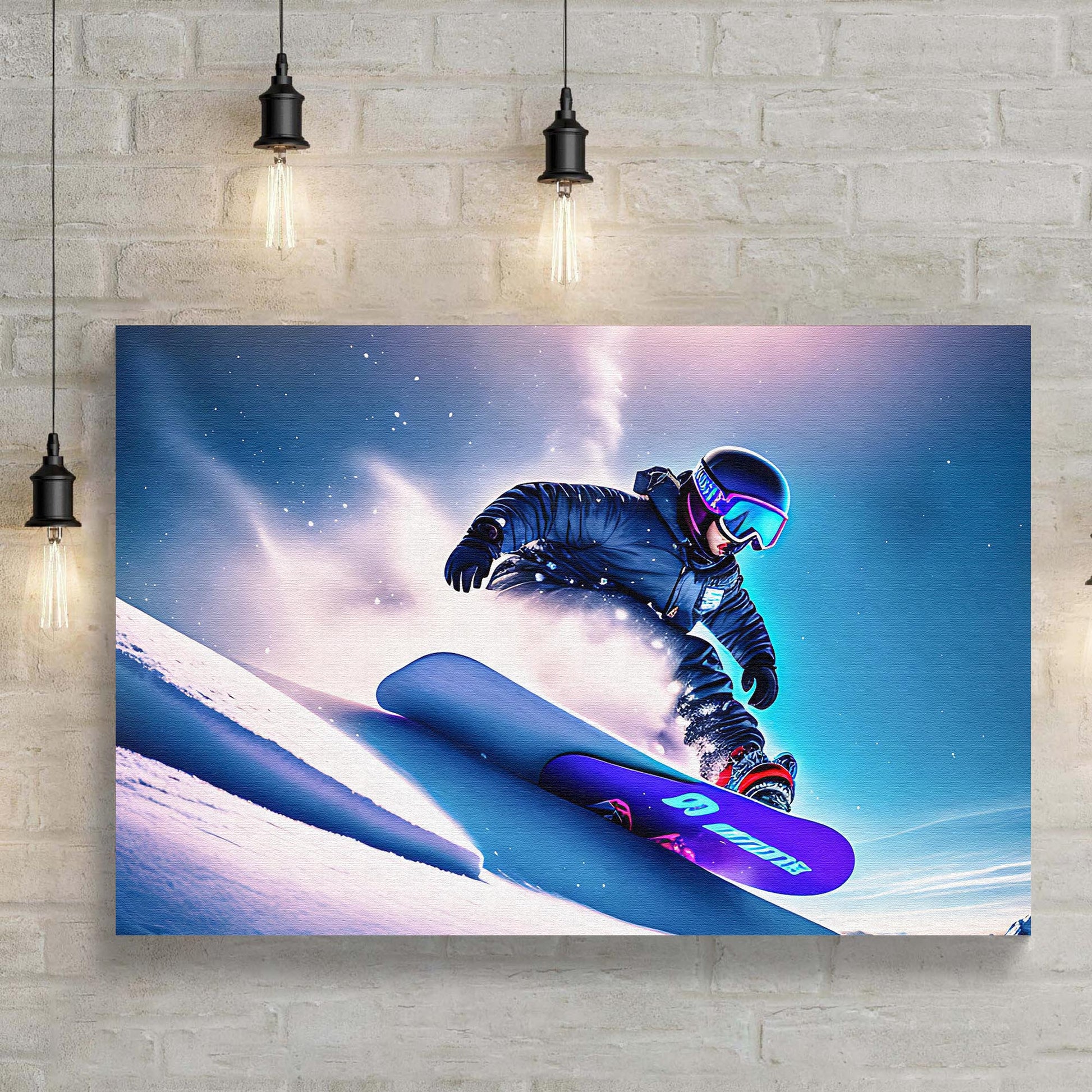 Snowboarding Downhill Canvas Wall Art - Image by Tailored Canvases