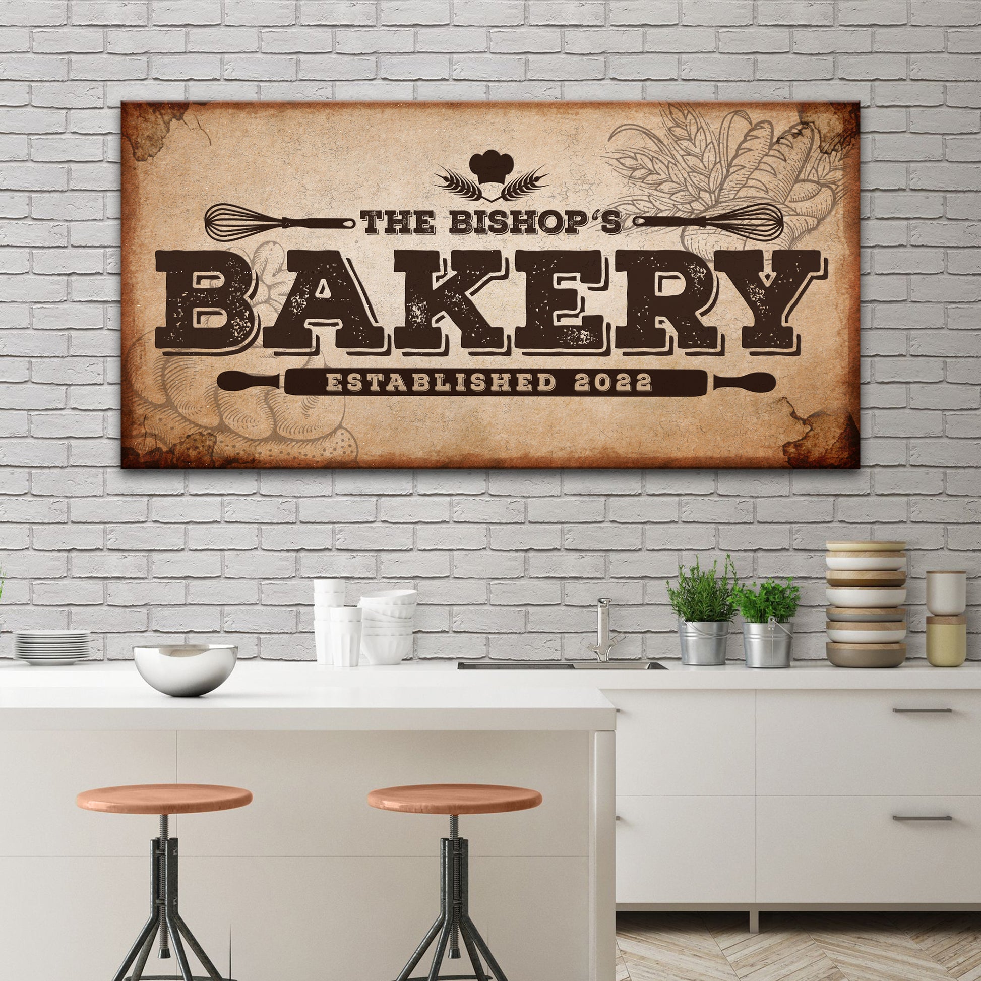 Ancient Paper Bakery Sign - Image by Tailored Canvases