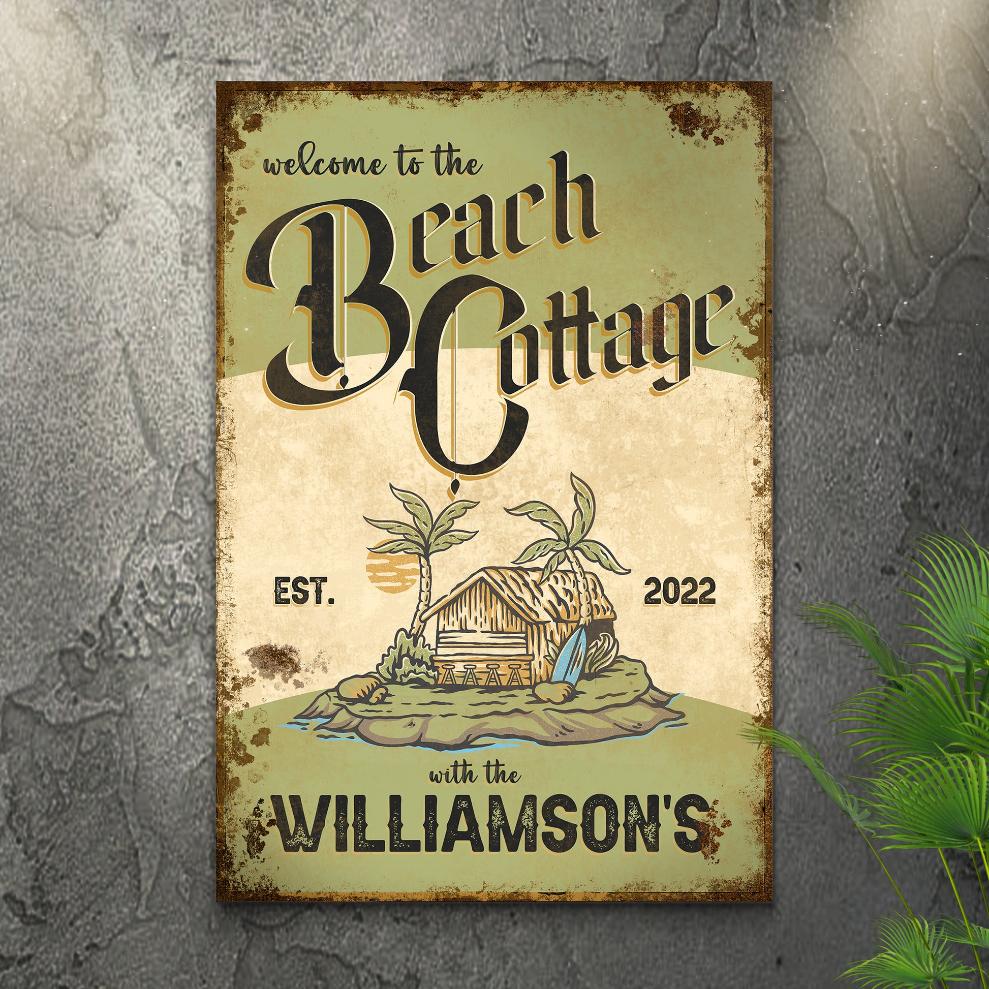 Welcome To The Beach Cottage Sign - Image by Tailored Canvases