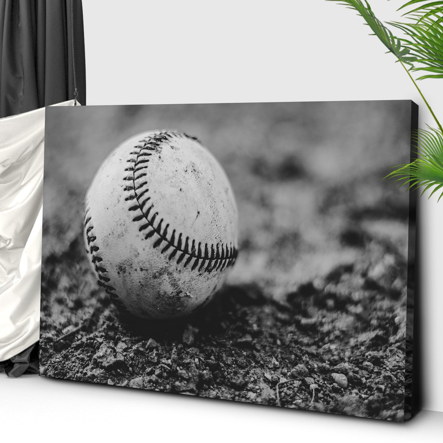 Baseball Monochrome Canvas Wall Art Style 2 - Image by Tailored Canvases