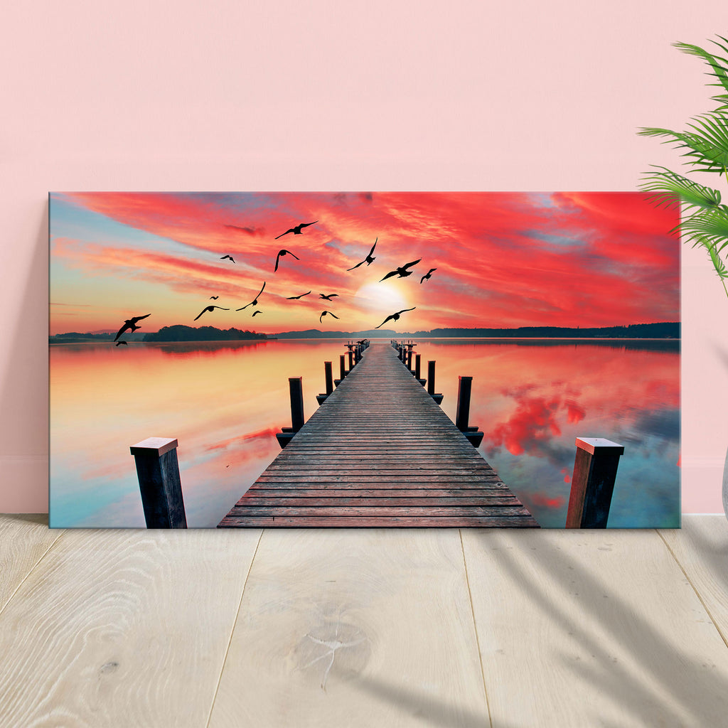 Sunset By The Dock Canvas Wall Art by Tailored Canvases