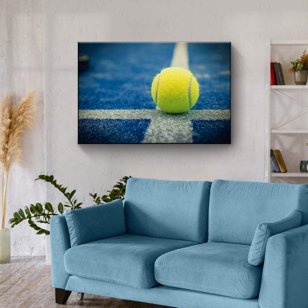 Tennis Ball On A Tennis Court Canvas Wall Art