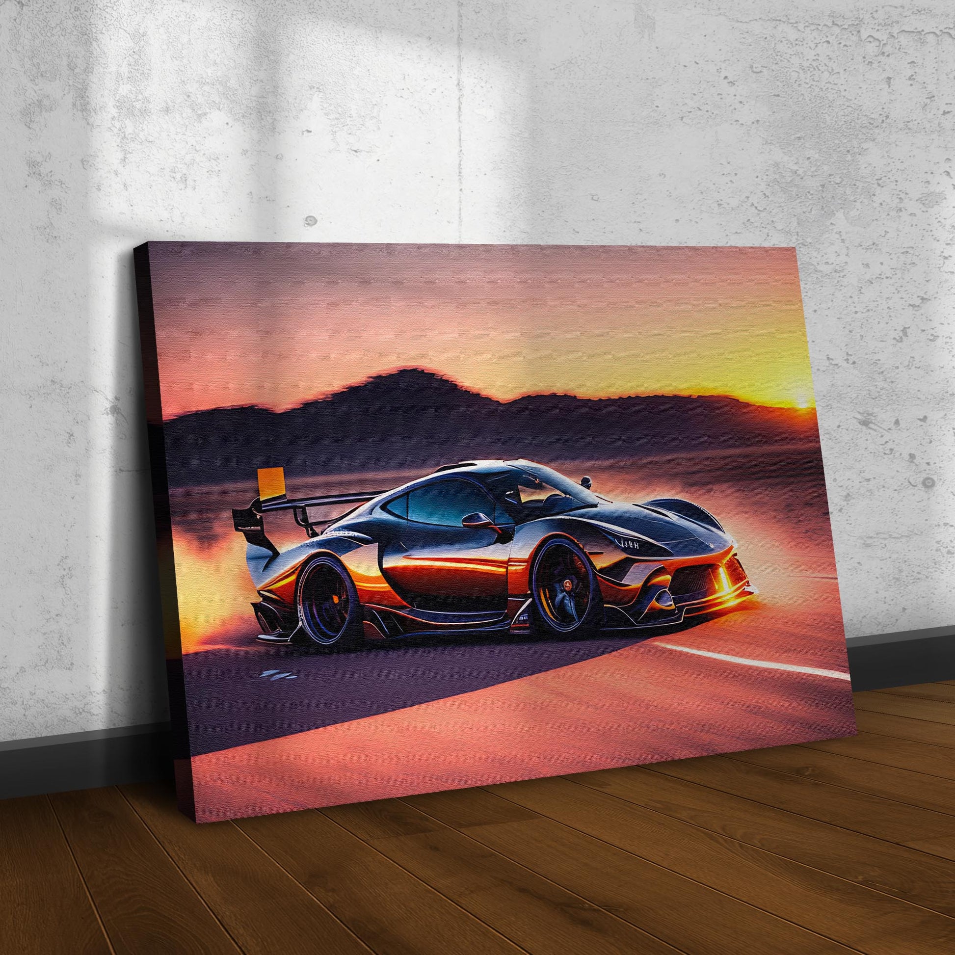 Car Racing Sunset Drive Canvas Wall Art Style 2 - Image by Tailored Canvases