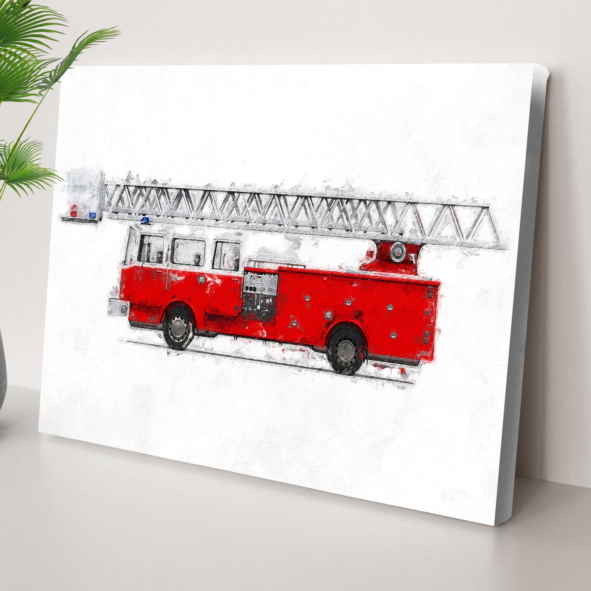 Fire Truck Aerial Canvas Wall Art Style 2 - Image by Tailored Canvases