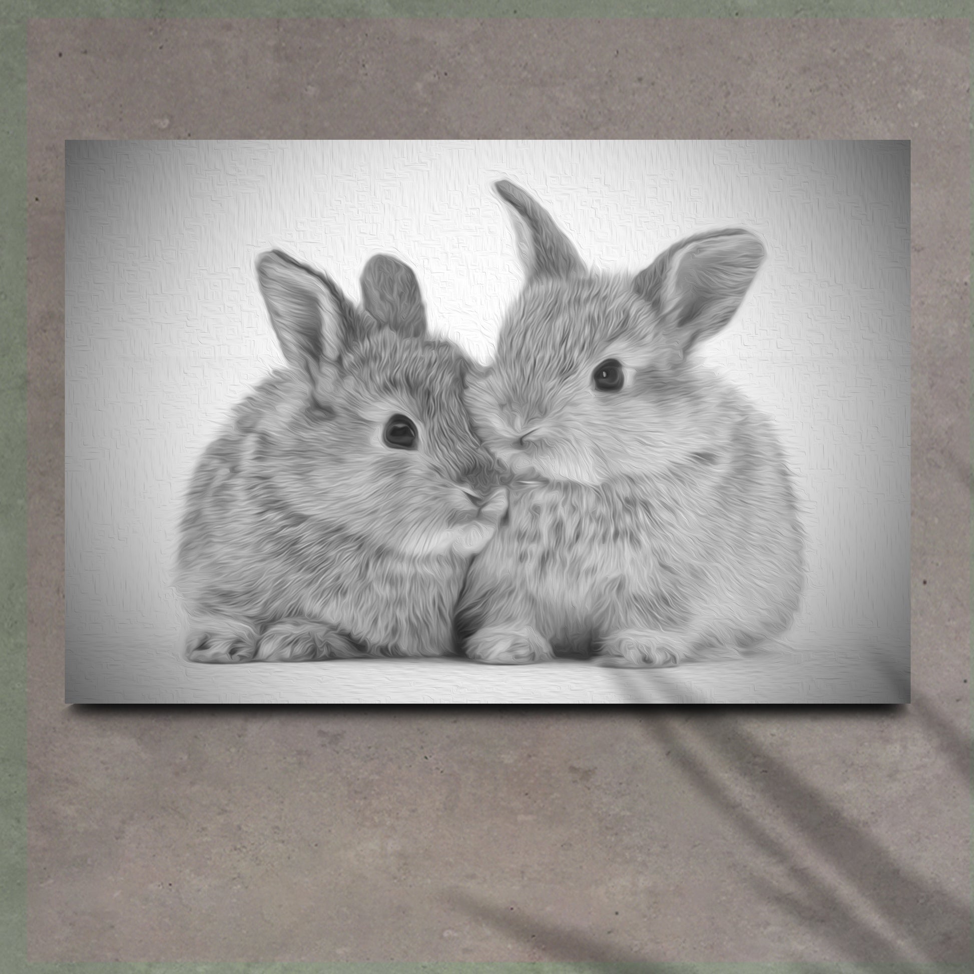 Gray Rabbits Sketch Canvas Wall Art - Image by Tailored Canvases