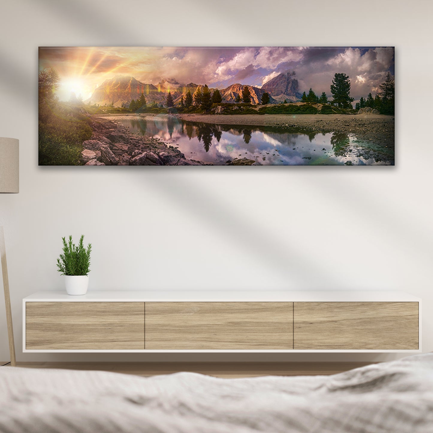 River And Rocky Mountain Canvas Wall Art - Image by Tailored Canvases