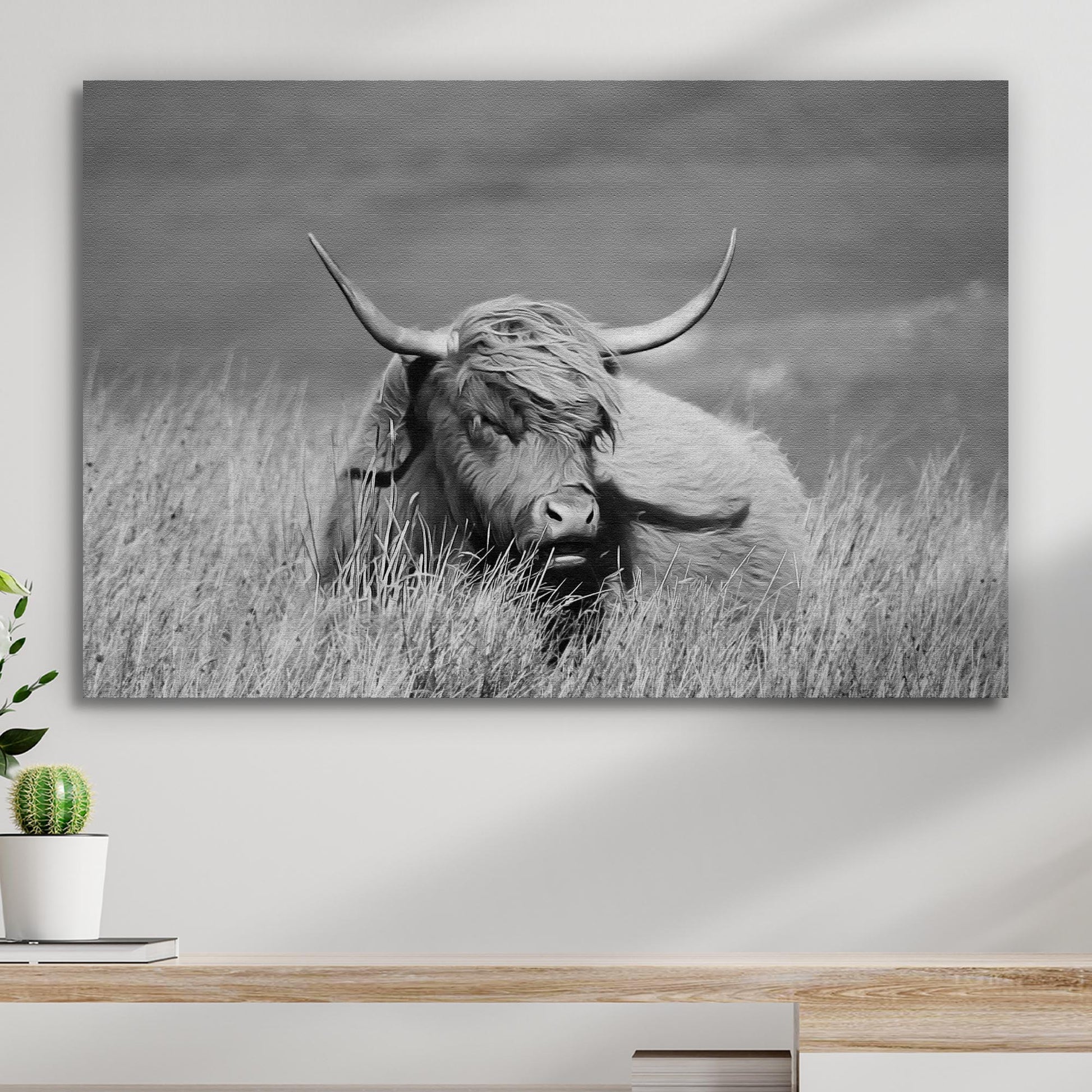 Black And White Highland Cow Canvas Wall Art - Image by Tailored Canvases