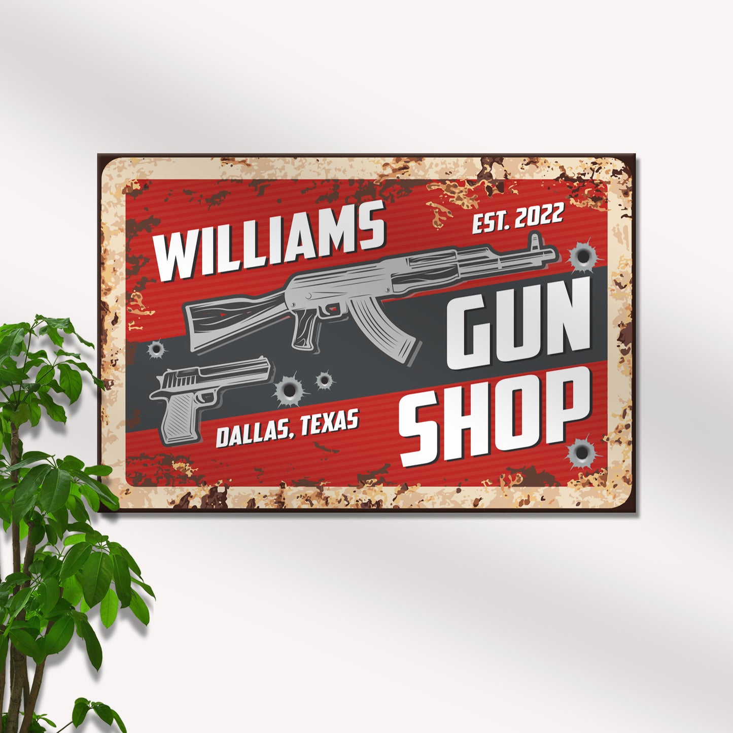 Custom Gun Shop Sign II Style 1 - Image by Tailored Canvases