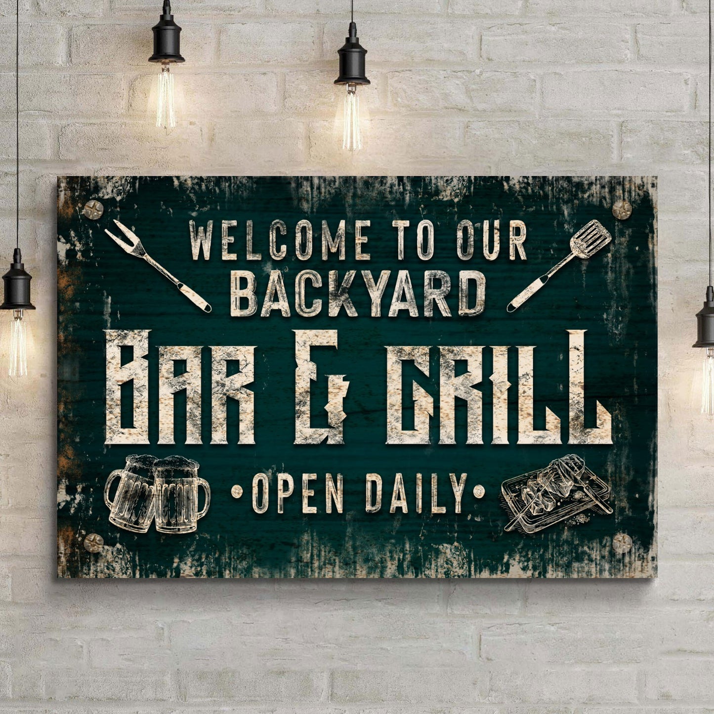 Welcome To Our Backyard Bar And Grill Sign II - Image by Tailored Canvases
