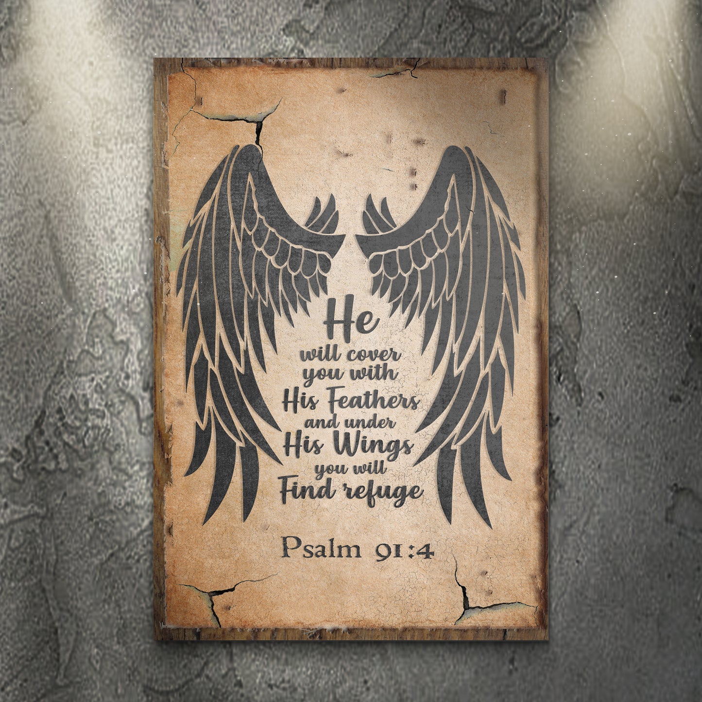 Psalm 91:4 - He Will Cover You With His Wing Sign - Image by Tailored Canvases