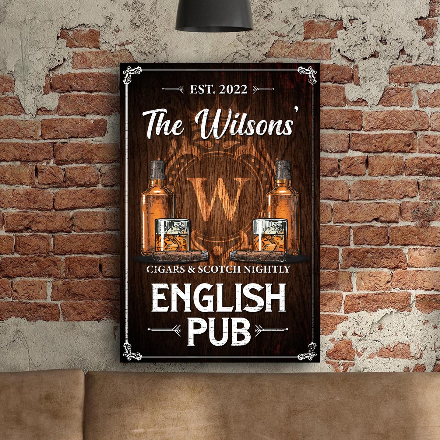 Cigars And Scotch Nightly English Pub Sign - Image by Tailored Canvases