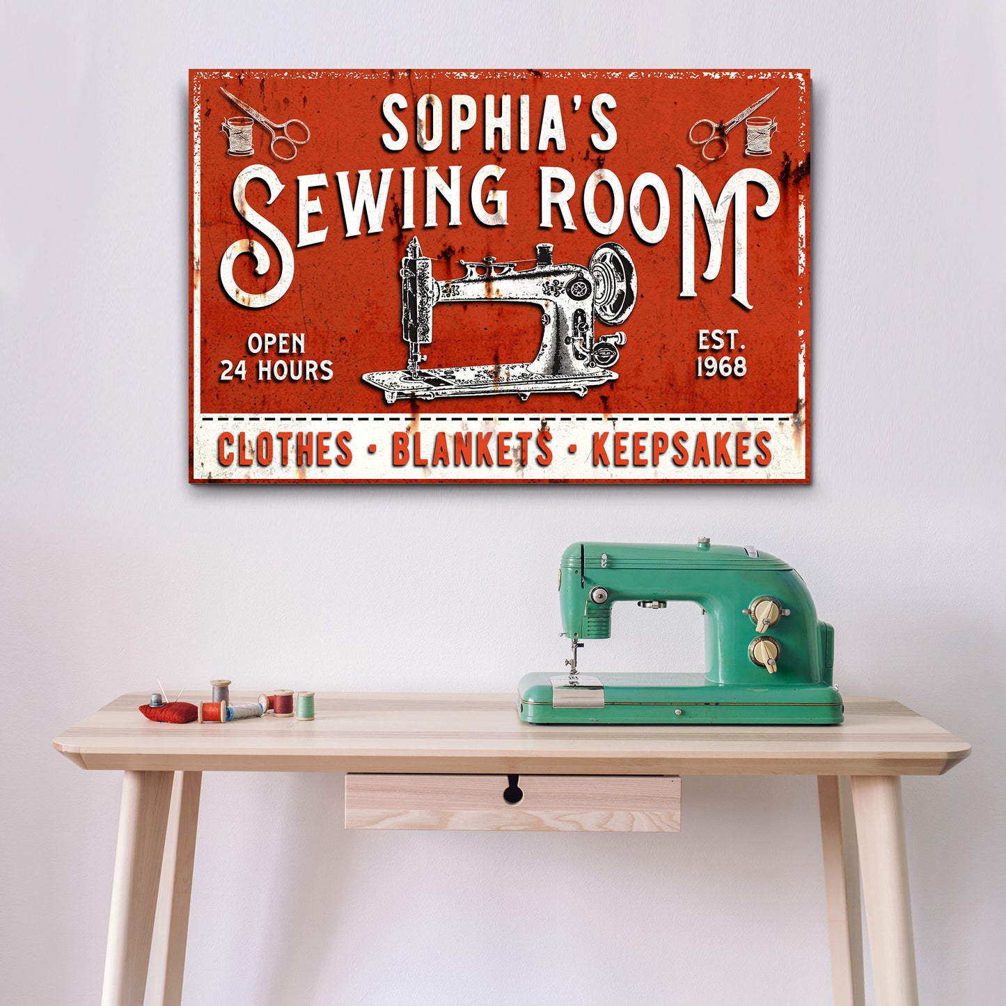 Clothes Blankets Keepsakes Sewing Room Sign | Customizable Canvas - Image by Tailored Canvases