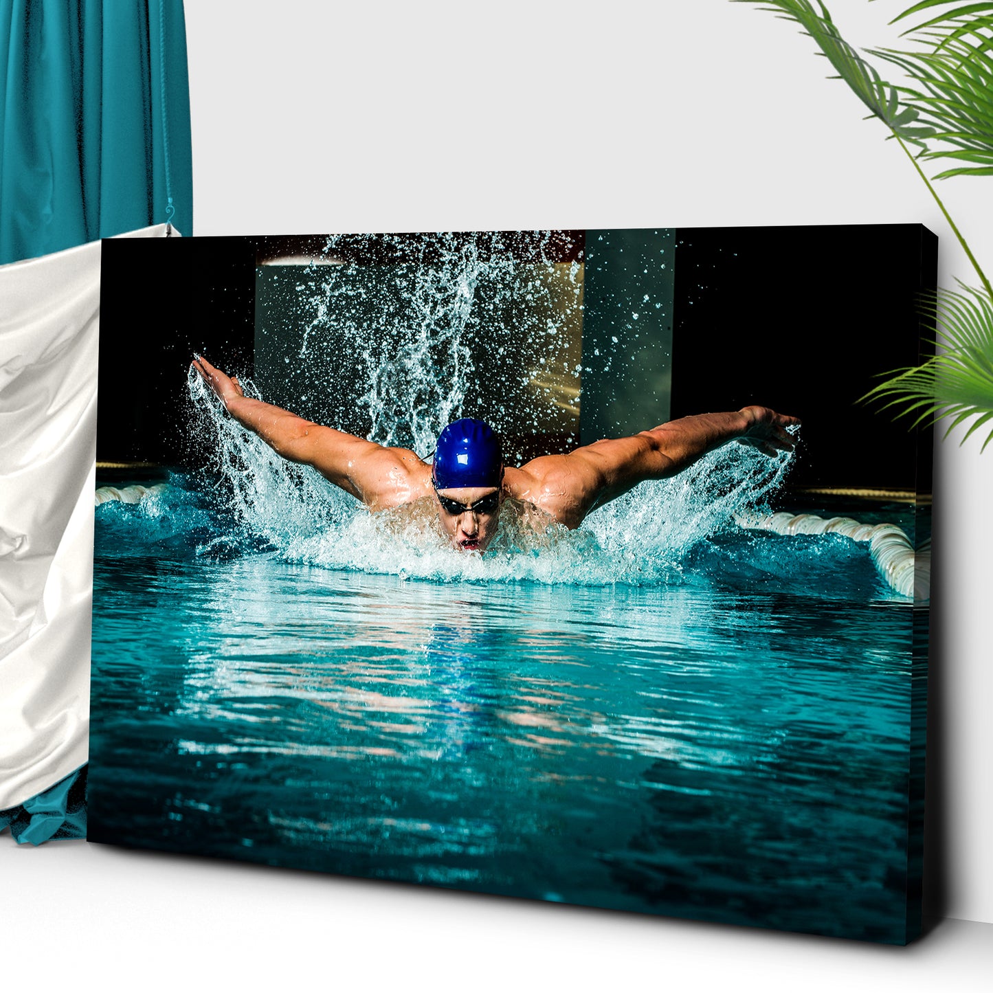 Swimming Butterfly Stroke Canvas Wall Art Style 2 - Image by Tailored Canvases