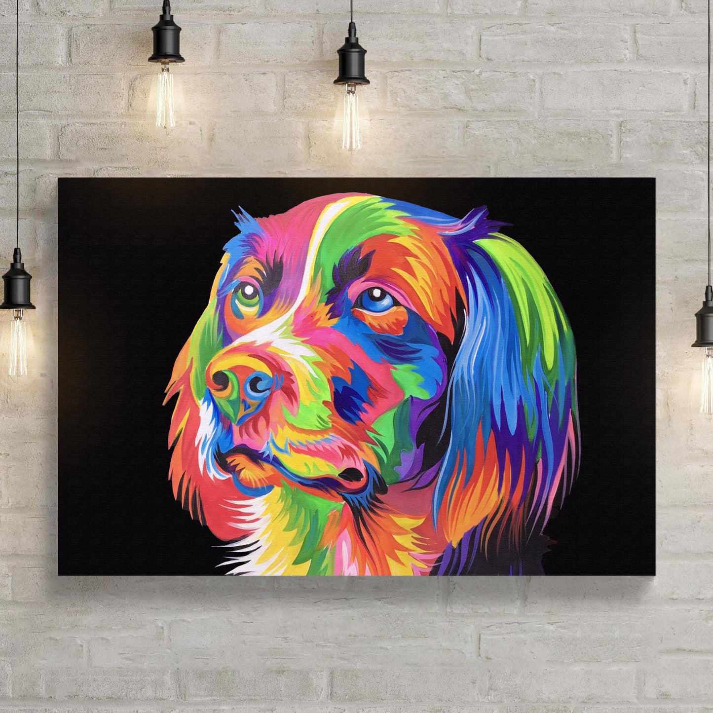 Rainbow Dog Painting Canvas Wall Art - Image by Tailored Canvases