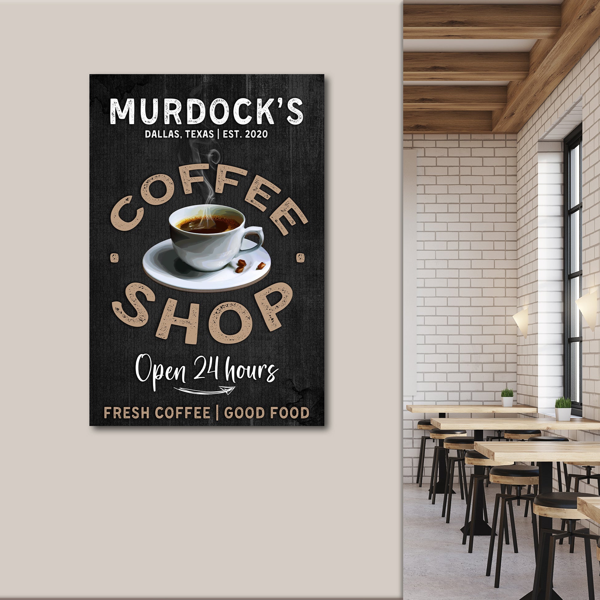 Custom Coffee Shop Sign II | Customizable Canvas - Image by Tailored Canvases
