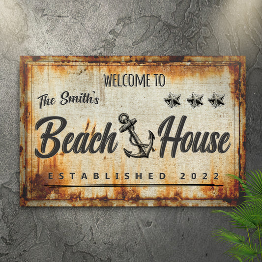 Welcome To Family Beach House Sign - Image by Tailored Canvases