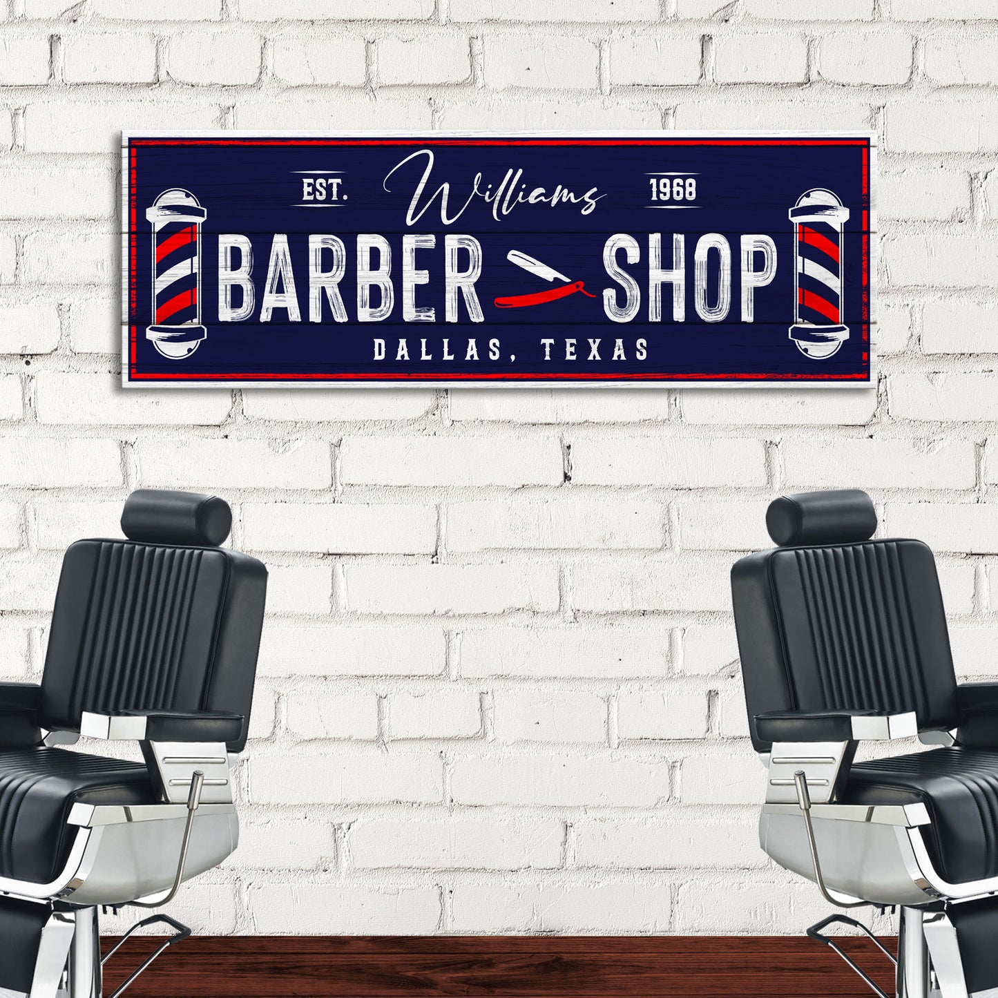 Custom Barbershop Sign III | Customizable Canvas - Image by Tailored Canvases