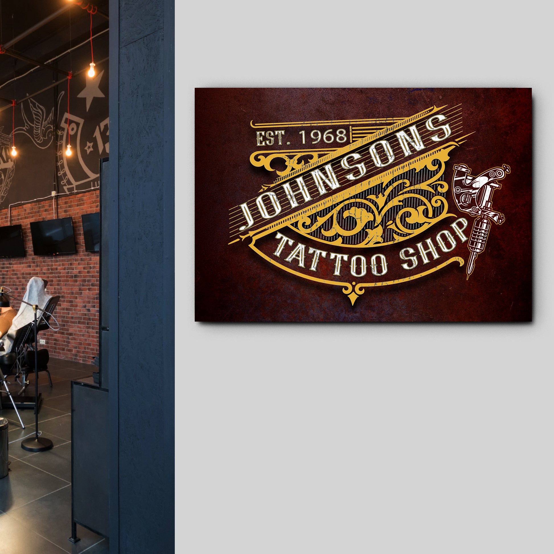 Custom Tattoo Shop Sign II | Customizable Canvas - Image by Tailored Canvases
