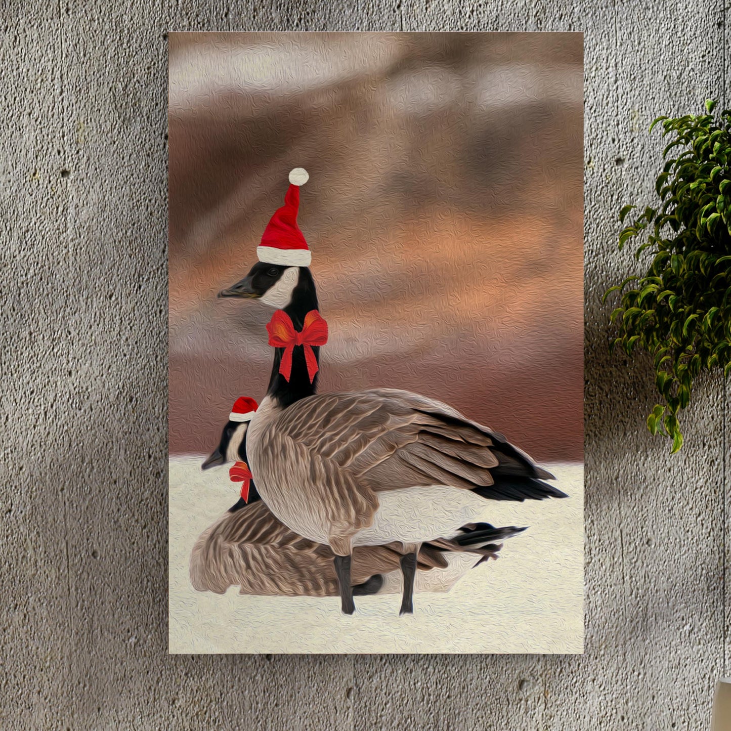 Christmas Geese Portrait Canvas Wall Art Style 1 - Image by Tailored Canvases