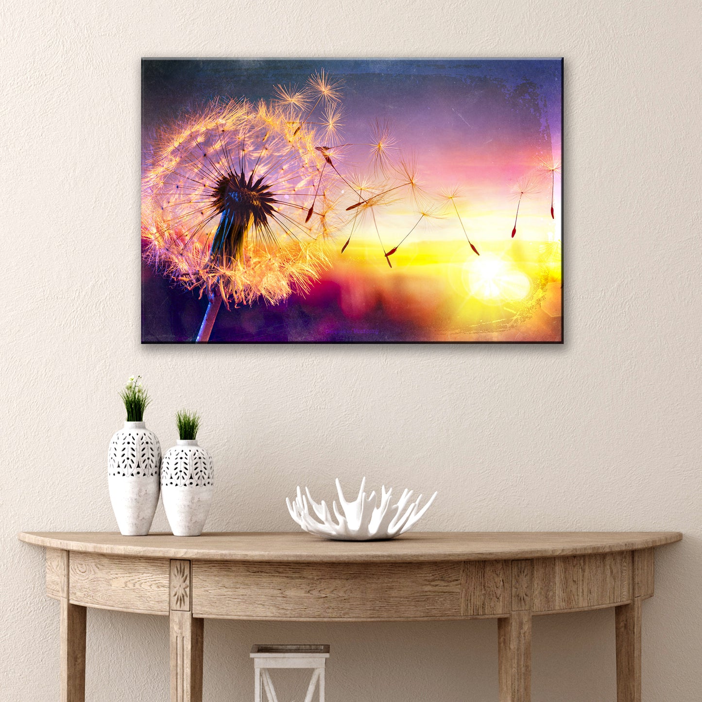 Dandelion At Sunset Canvas Wall Art - Image by Tailored Canvases