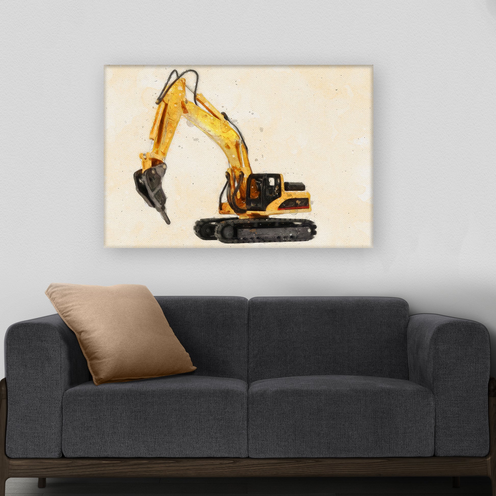 Construction Truck Drill Canvas Wall Art Style 1 - Image by Tailored Canvases