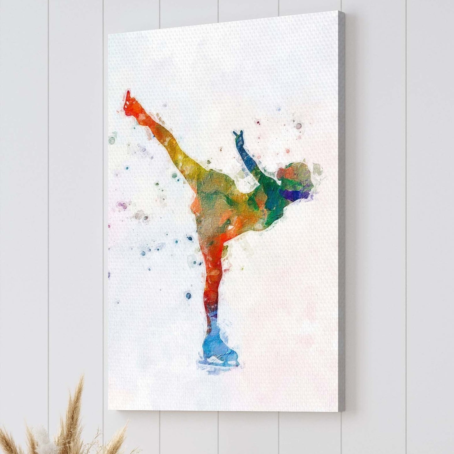 Ice Skating Watercolor Skater Canvas Wall Art Style 2 - Image by Tailored Canvases