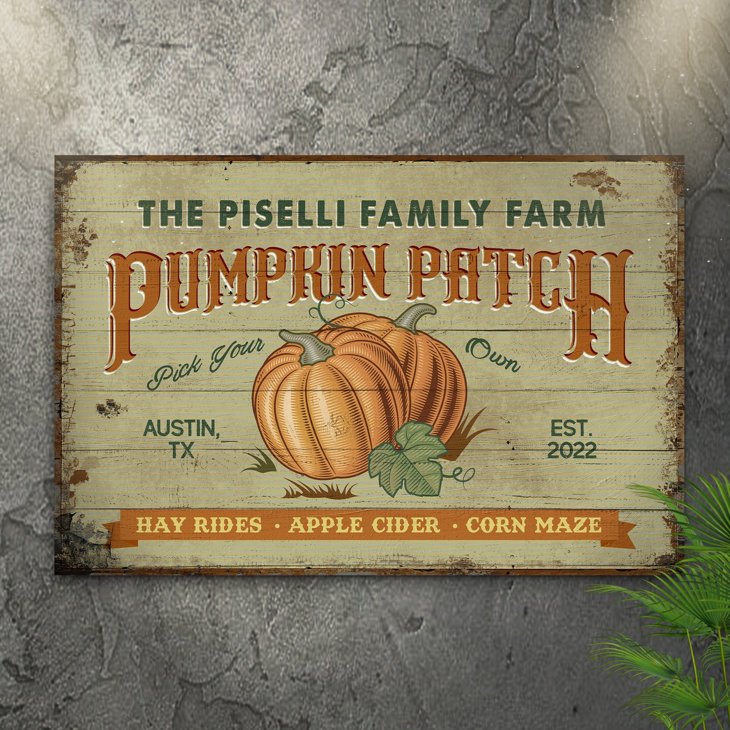 Family Pumpkin Patch Sign II - Image by Tailored Canvases