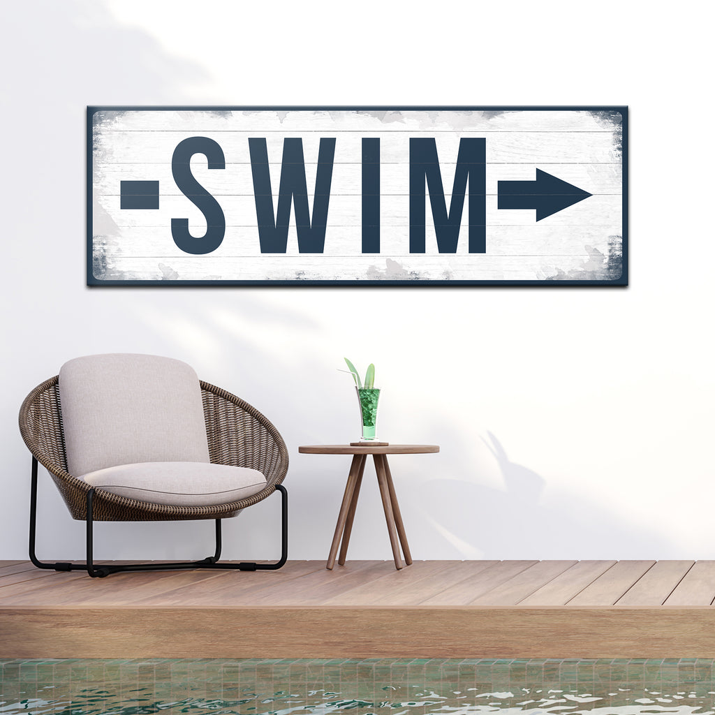 Swim Arrow Sign by Tailored Canvases 
