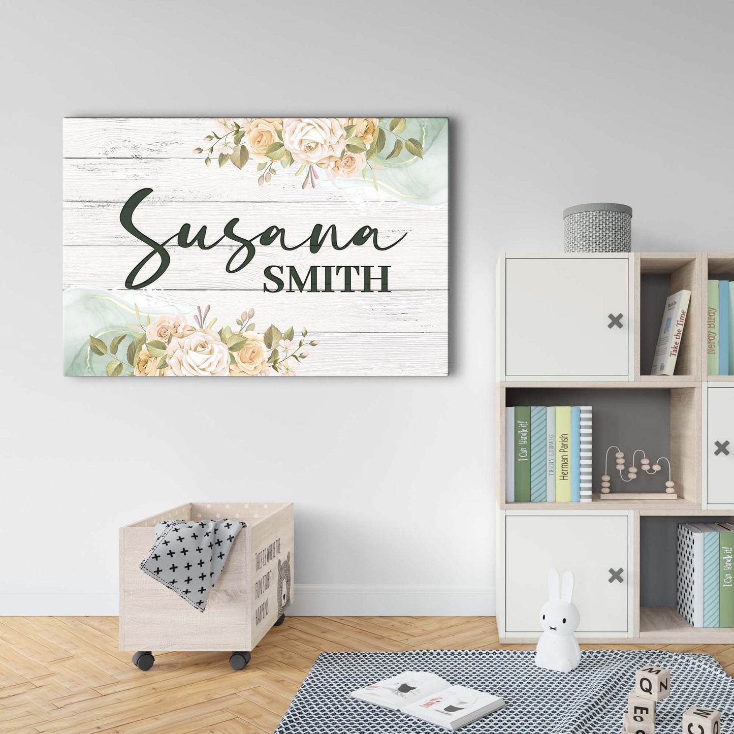 Floral Girls Room Sign - Image by Tailored Canvases